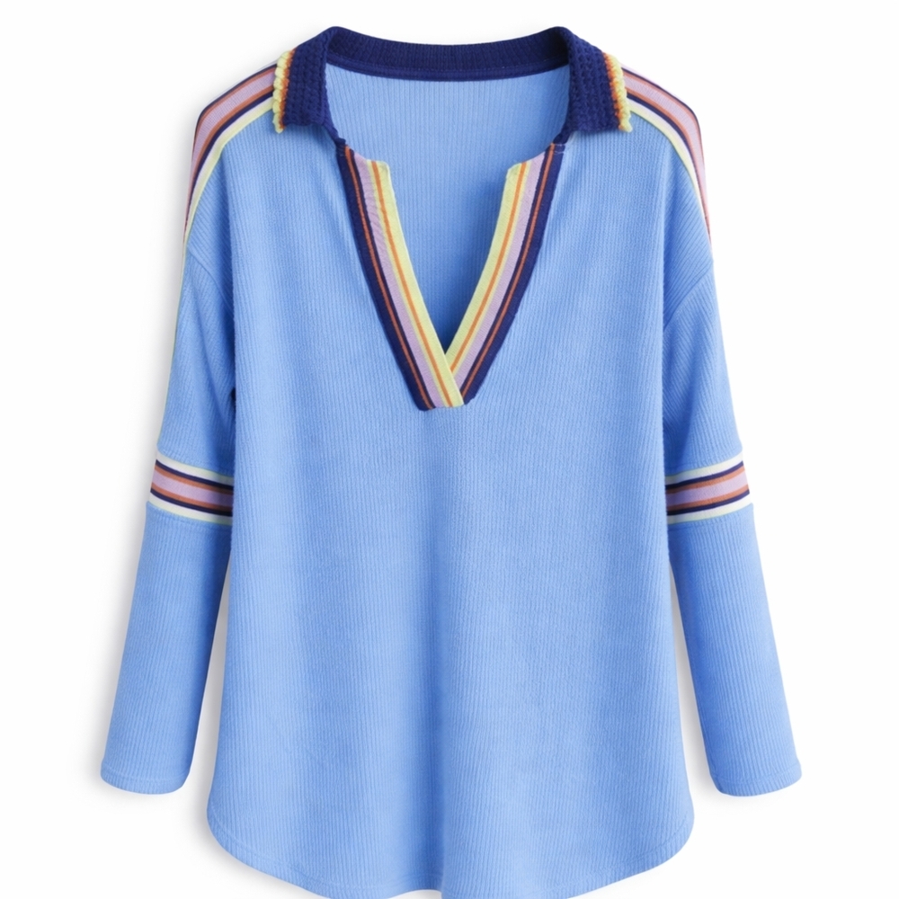 Free People We The Free Feeling Magical Tunic Top S NWT Blue Crochet Collar Boho - Picture 2 of 14